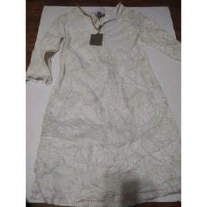 Tommy Bahama Dress Womens xSmall Beige Linen Hawaiian Palm Beaded Belted New